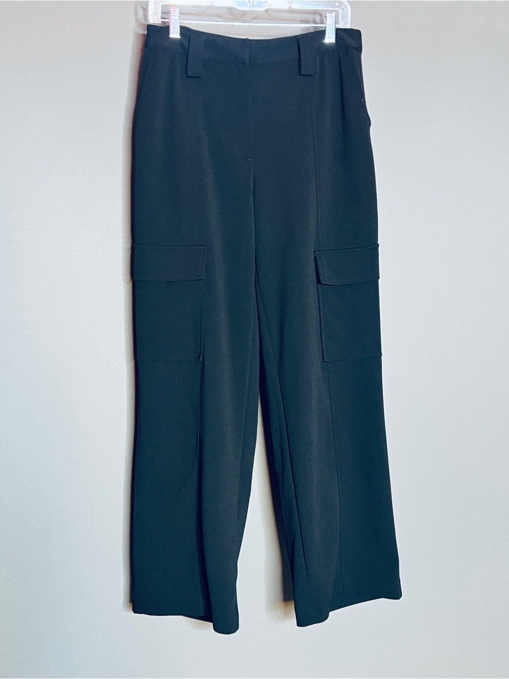 DKNY Black Wide-Leg Cargo Trousers
